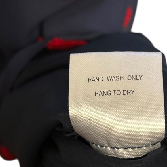 ModCloth Dress Navy Blue Chiffon Fuzzy Heart Appliqué Medium Twee Retro Quirky - Picture 8 of 9